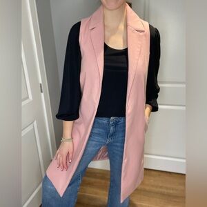 Sleeveless Pink Long Vest